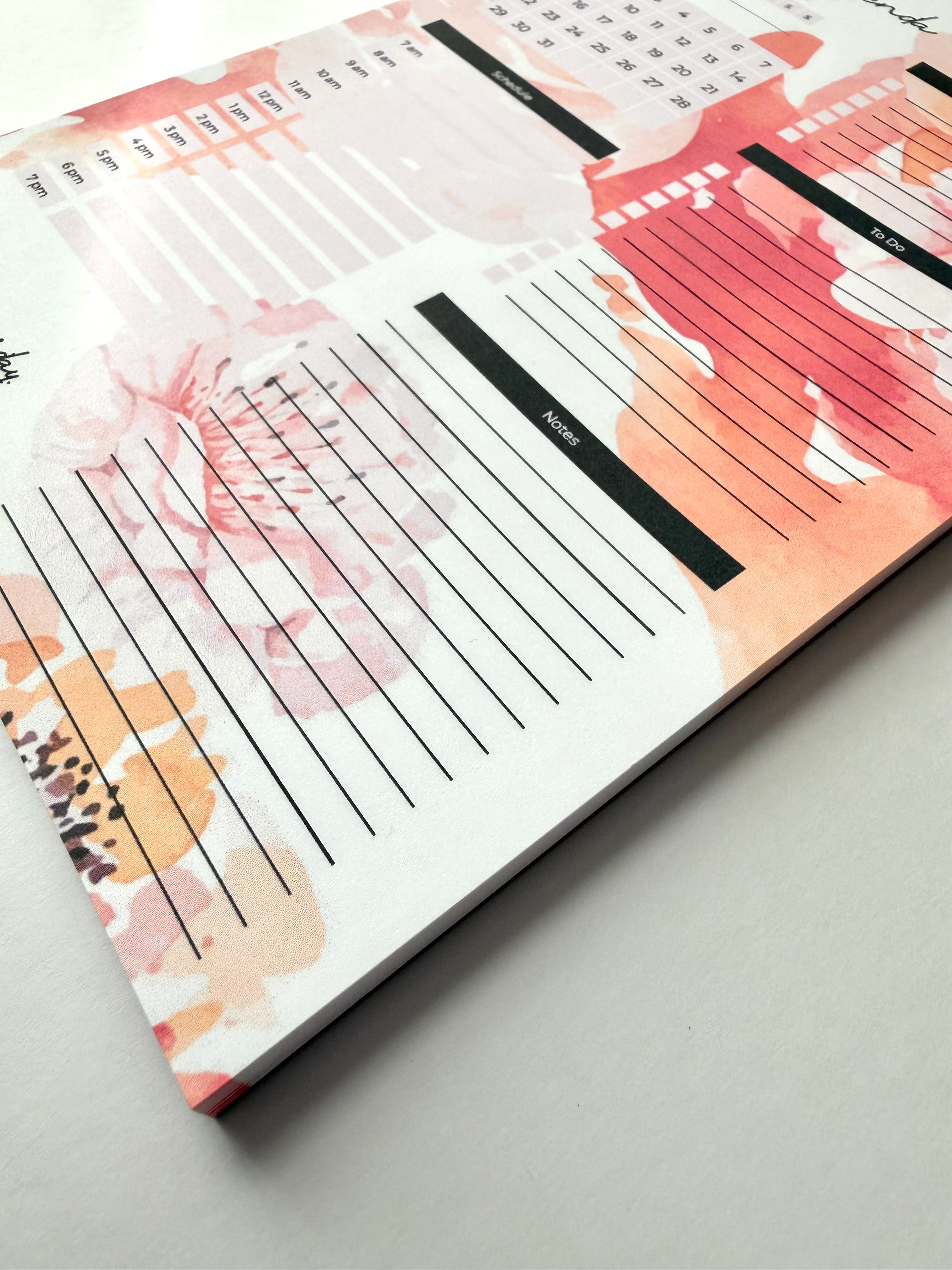 Floral Watercolor Daily Agenda Notepad