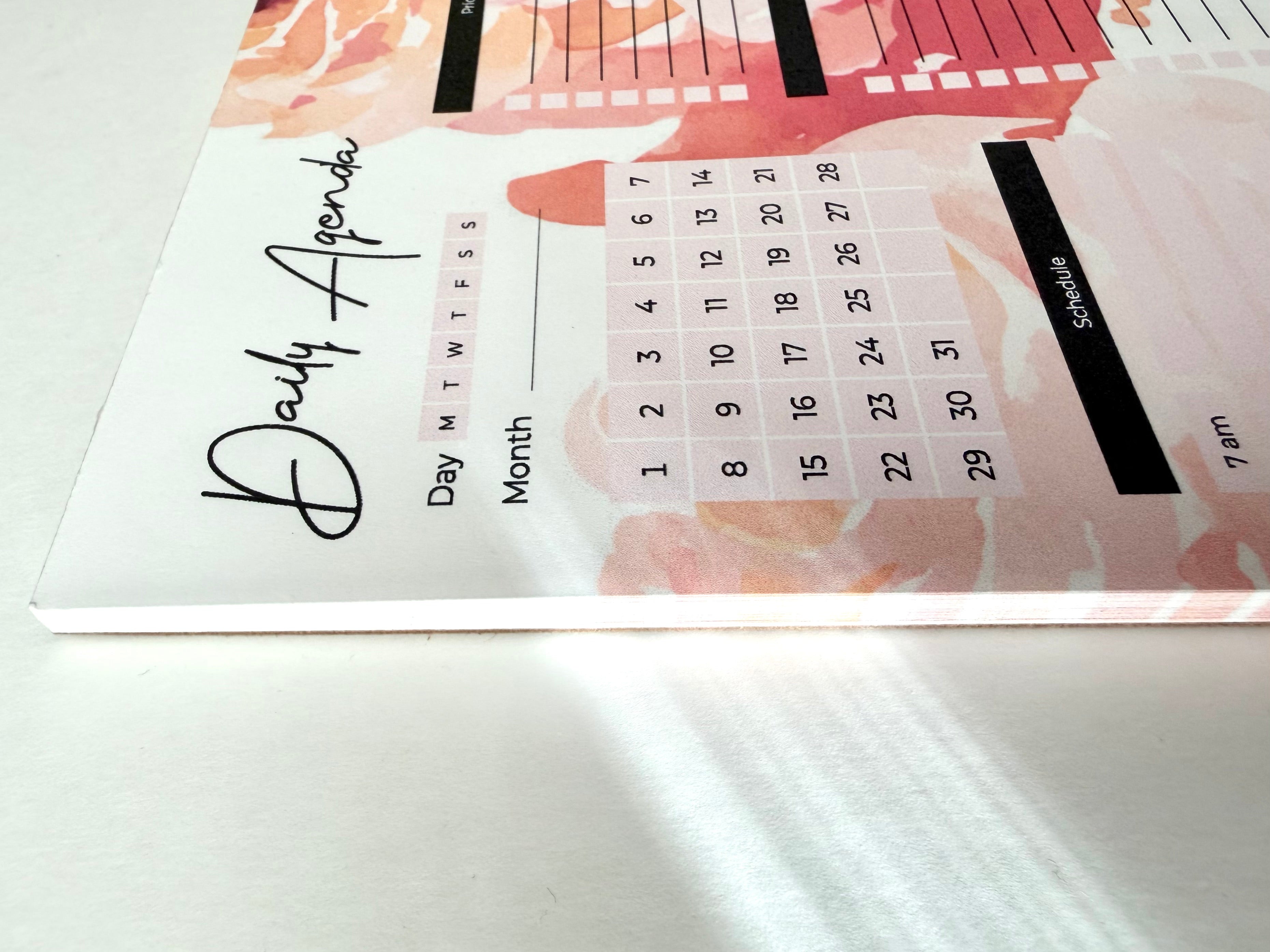 Floral Watercolor Daily Agenda Notepad