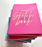 Pocket Sketchbook — 4.5" x 5.5" Lay Flat Hardcover Sketchbook with Gold Foil