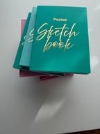 Pocket Sketchbook — 4.5" x 5.5" Lay Flat Hardcover Sketchbook with Gold Foil