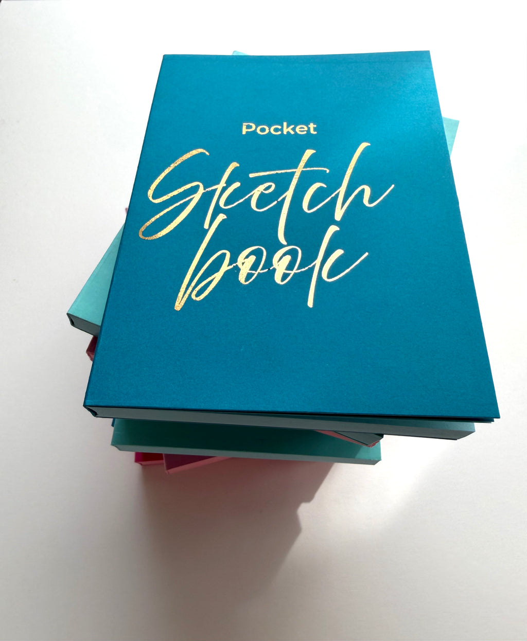 Pocket Sketchbook — 4.5" x 5.5" Lay Flat Hardcover Sketchbook with Gold Foil