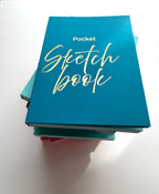 Pocket Sketchbook — 4.5" x 5.5" Lay Flat Hardcover Sketchbook with Gold Foil
