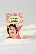 Get Well Soon greeting card mockup with window sunlight