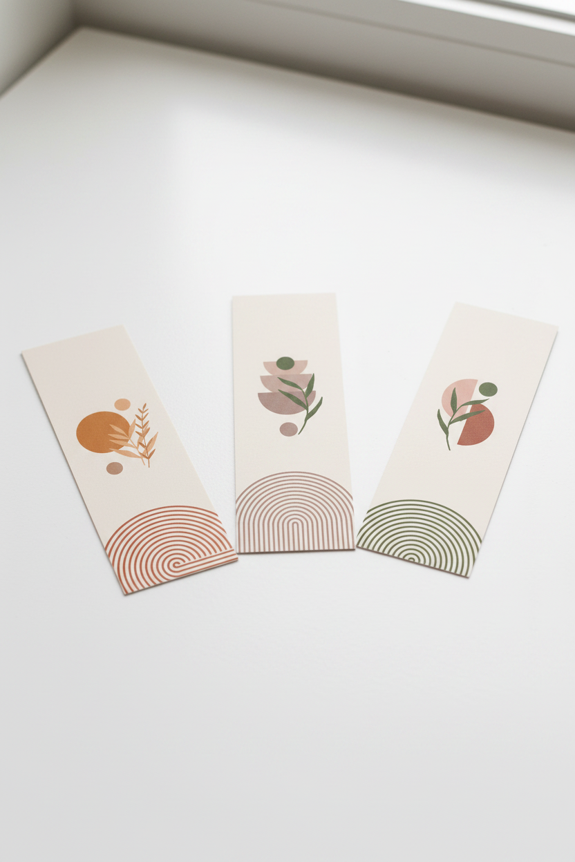 Boho Geo Forest Green bookmark 3-pack mockup