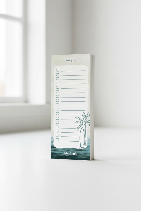 Beach To Do Notepad side view showing page thickness