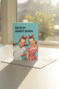 You're My Favorite Weirdo greeting card mockup with window sunlight