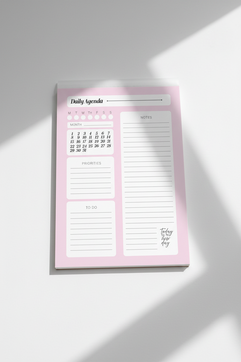 Pink Dot Daily Agenda Notepad - Personalized