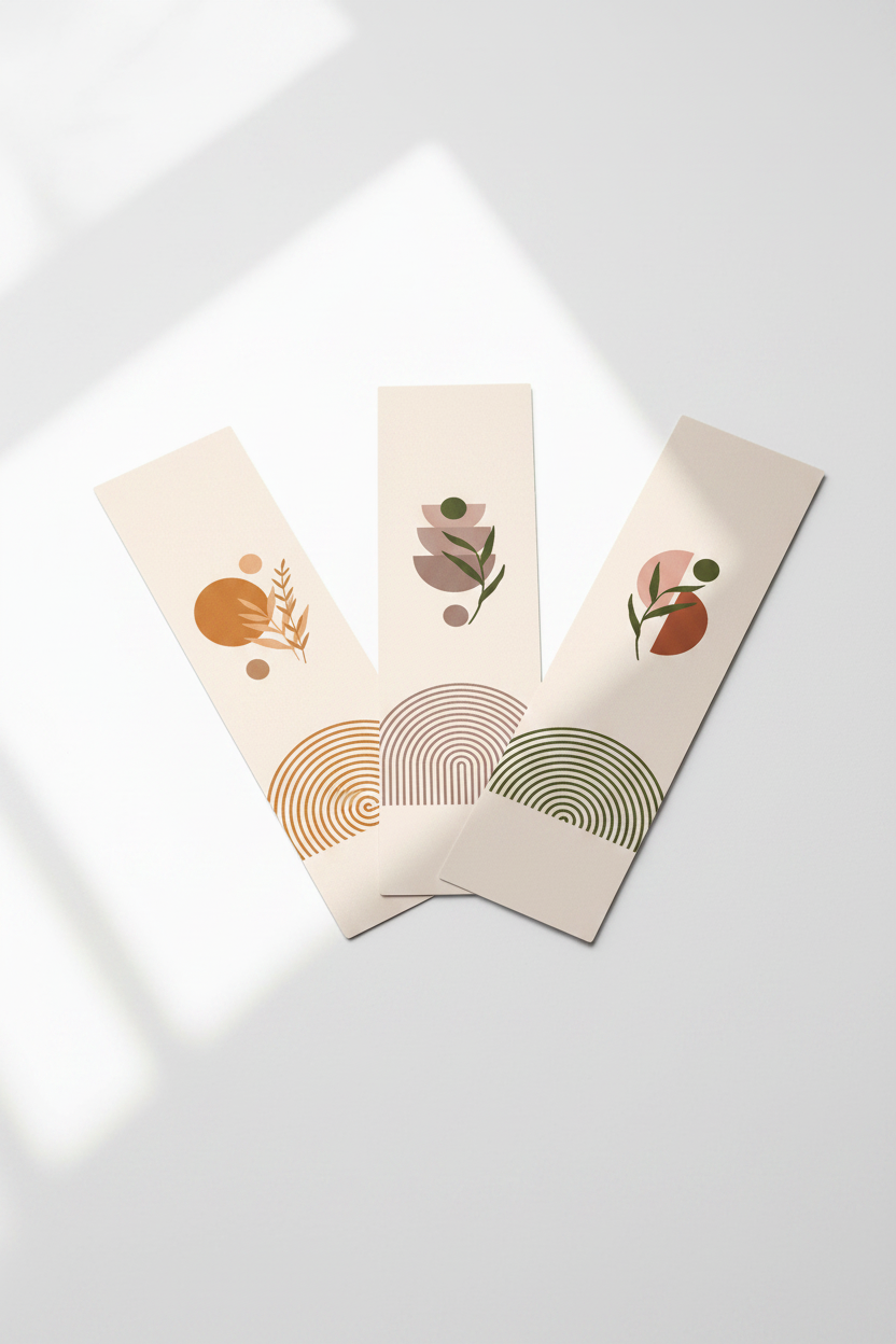 Boho Geo Mauve bookmark 3-pack mockup