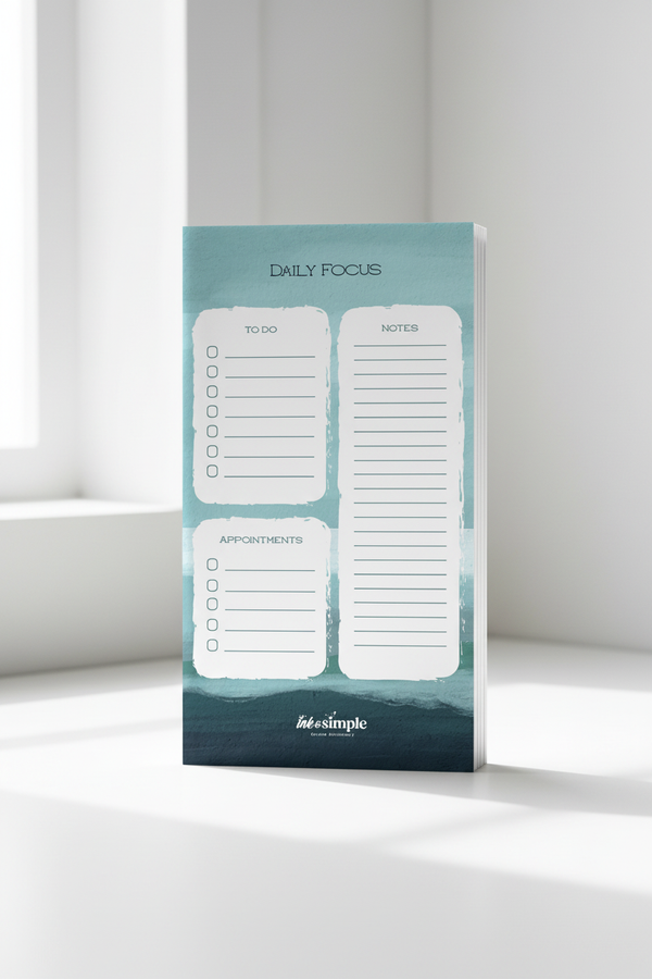 Coastal Mist Daily Focus Pad side view showing page thickness