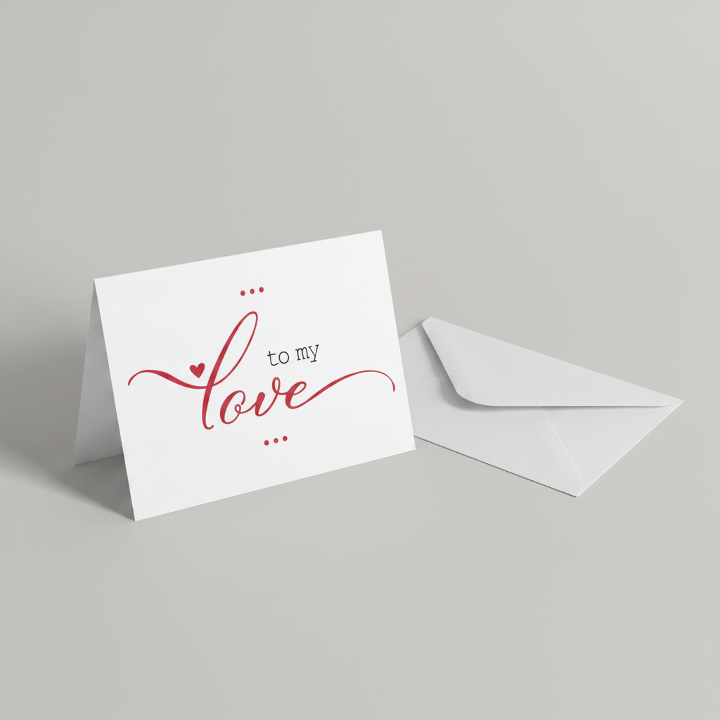To My Love Greeting Card with Envelope mockup showing card and envelope