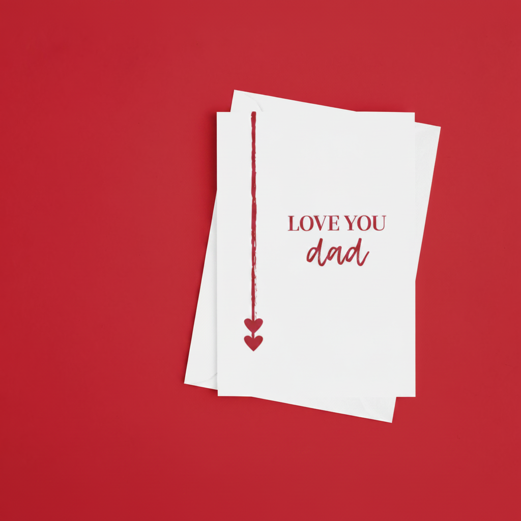 Love You Dad Greeting Card shown with white envelope