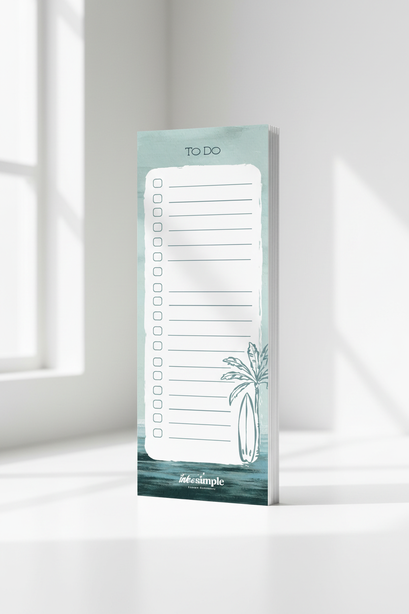 Coastal Mist To Do Notepad side view showing page thickness