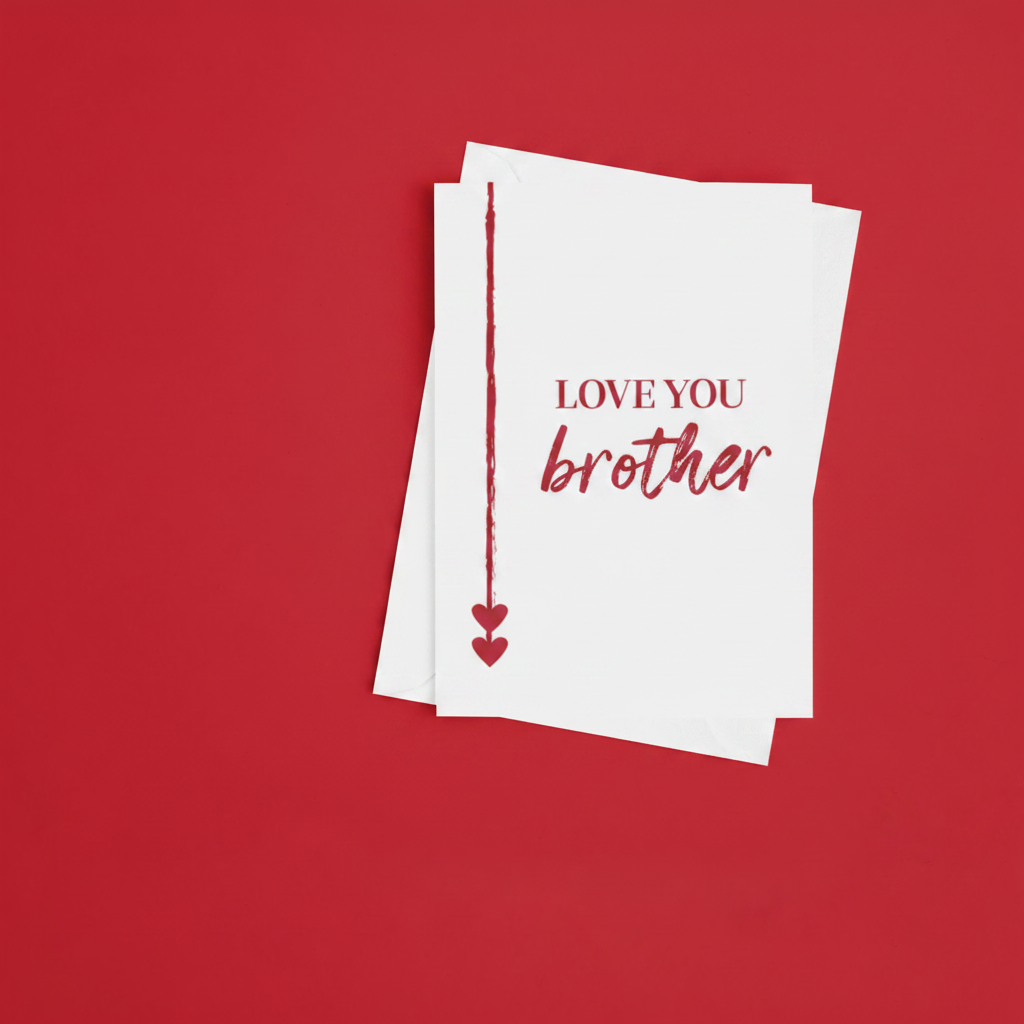 Love You Brother Greeting Card shown with white envelope