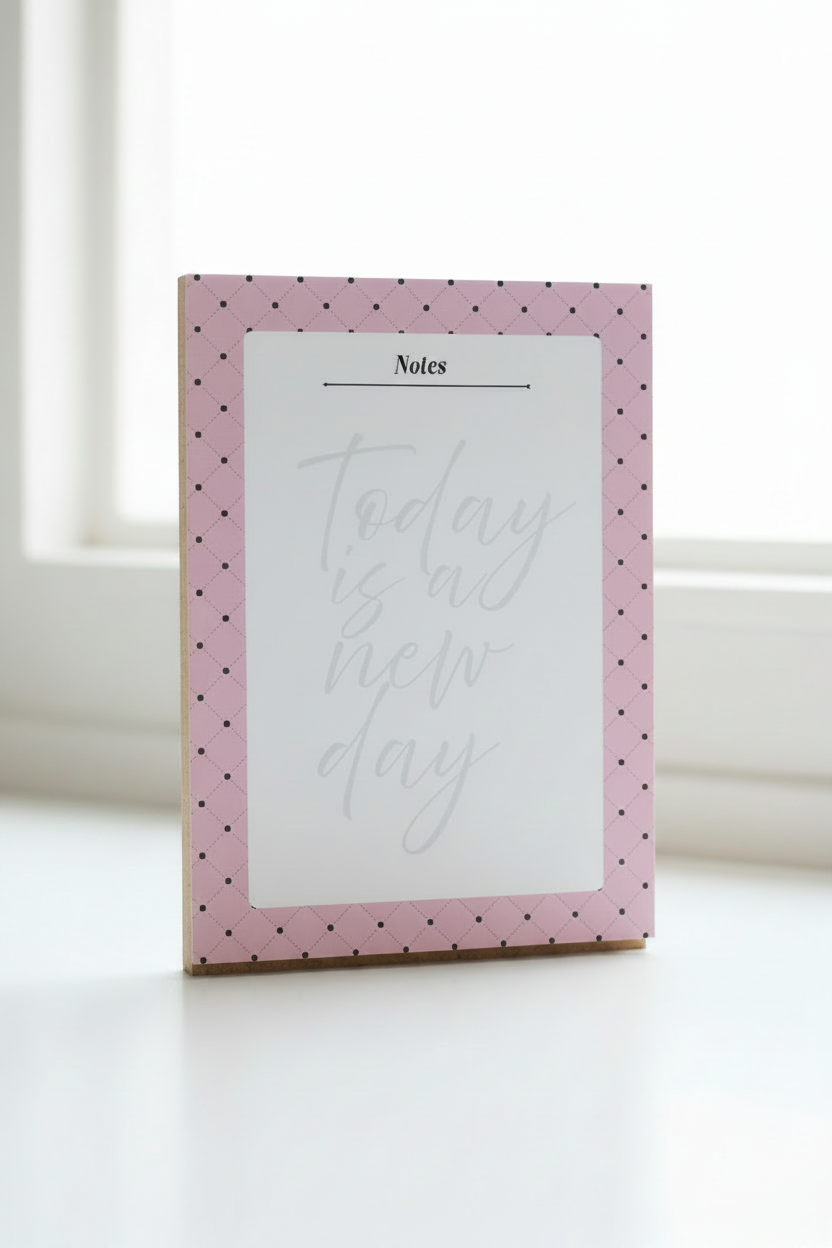 Pink Dot Notes Notepad - angled view